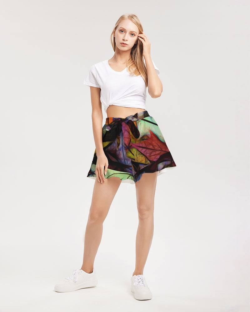Fall Leaves Abstract Women's Ruffle Shorts