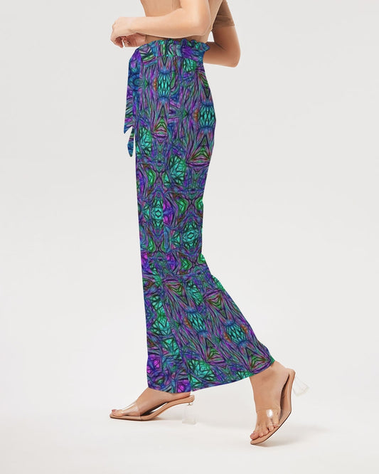 Blue Green Purple Kaleidoscope Women's High-Rise Wide Leg Pants