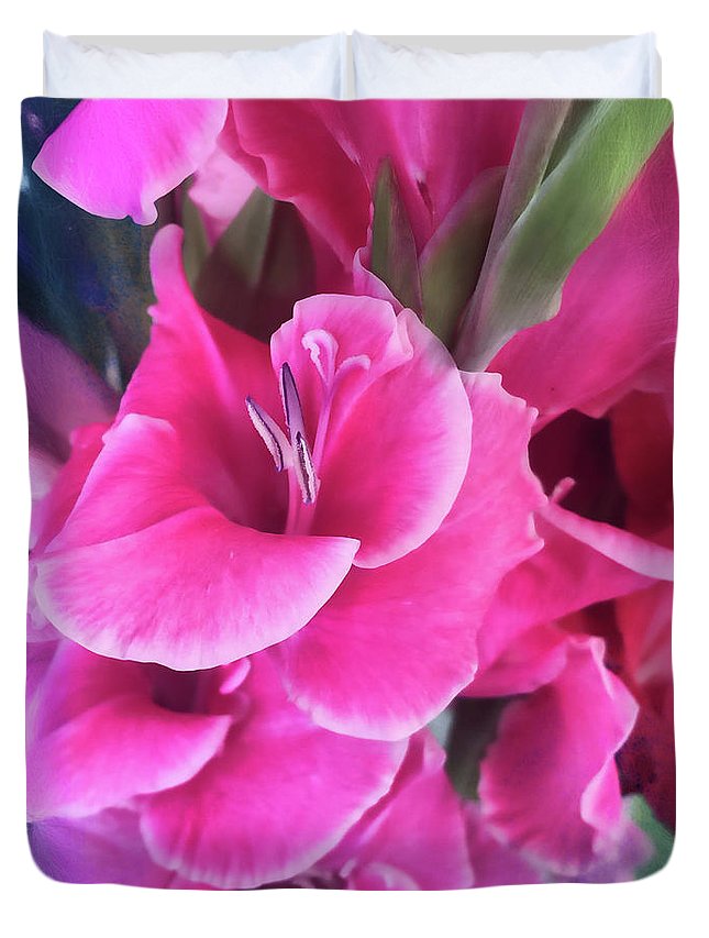 Dark Pink Gladiolas - Duvet Cover