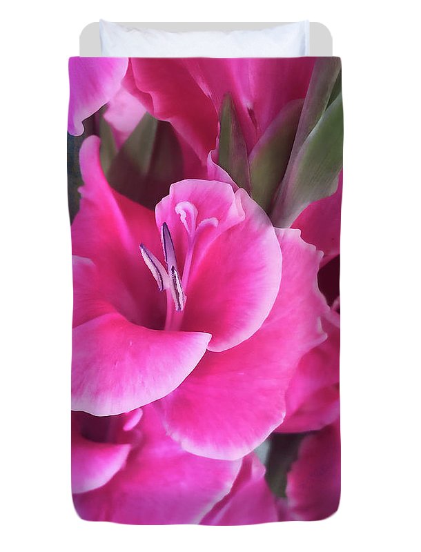 Dark Pink Gladiolas - Duvet Cover