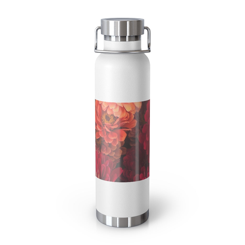 Peach and Pink Zinnias 22oz Vacuum Insulated Bottle