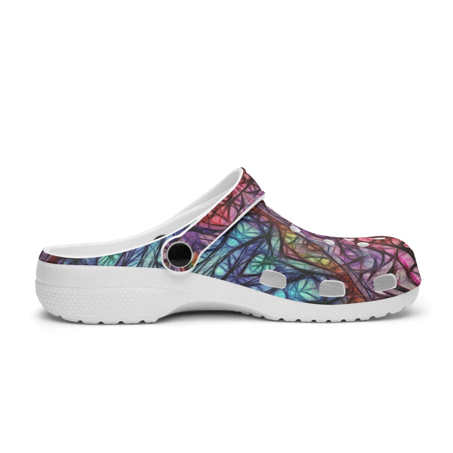 Red Blue Kaleidoscope 413. All Over Printed Clogs
