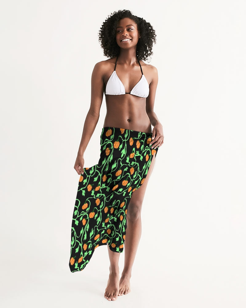 Pumpkin and Vines Patttern Swim Cover Up