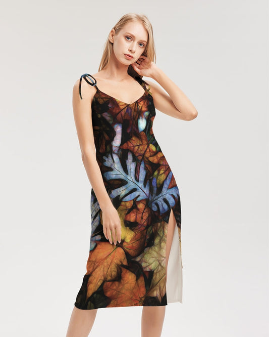Mid October Leaves Women's Tie Strap Split Dress