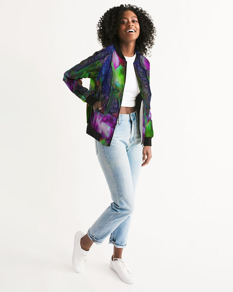 Abstract Pink Carnations Women's Bomber Jacket