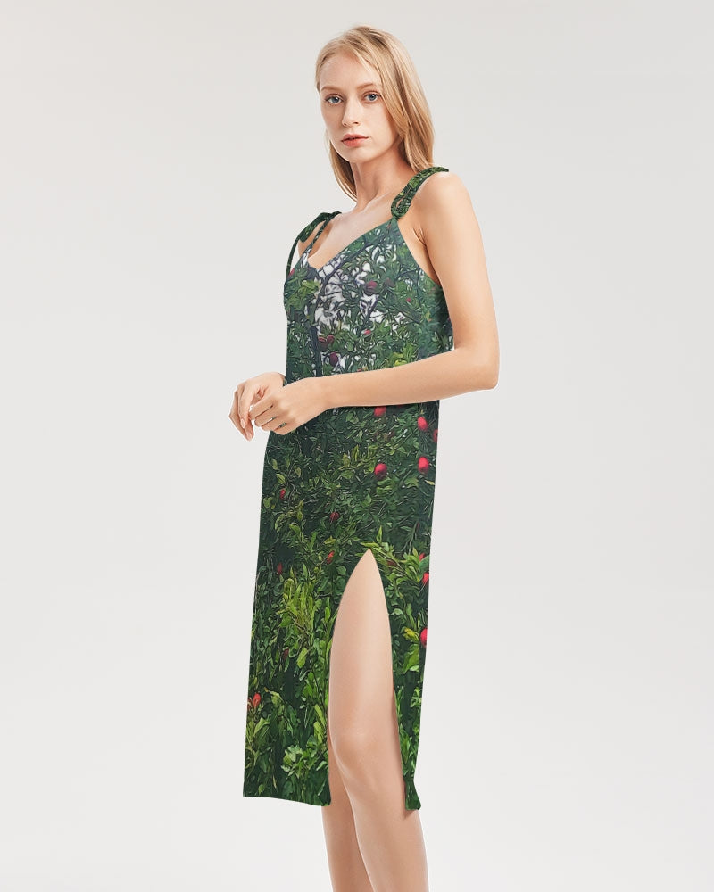Apple Tree Close Up Women's Tie Strap Split Dress