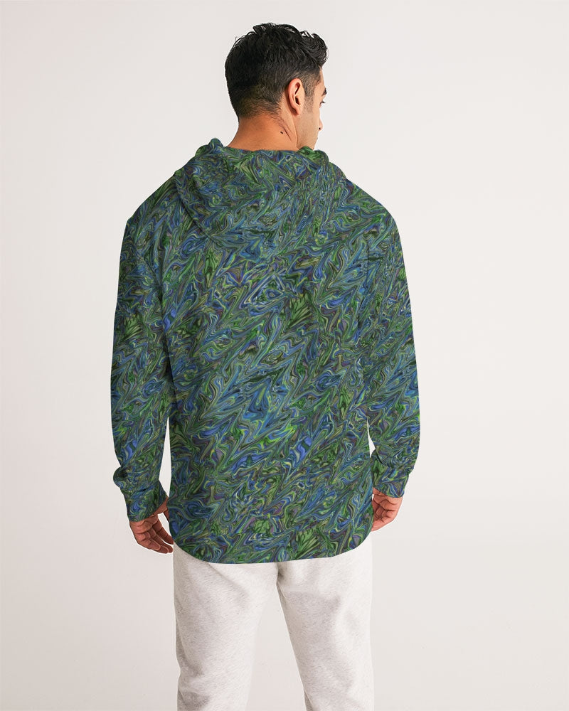 Blue Green Liquid Marbling Men's Hoodie