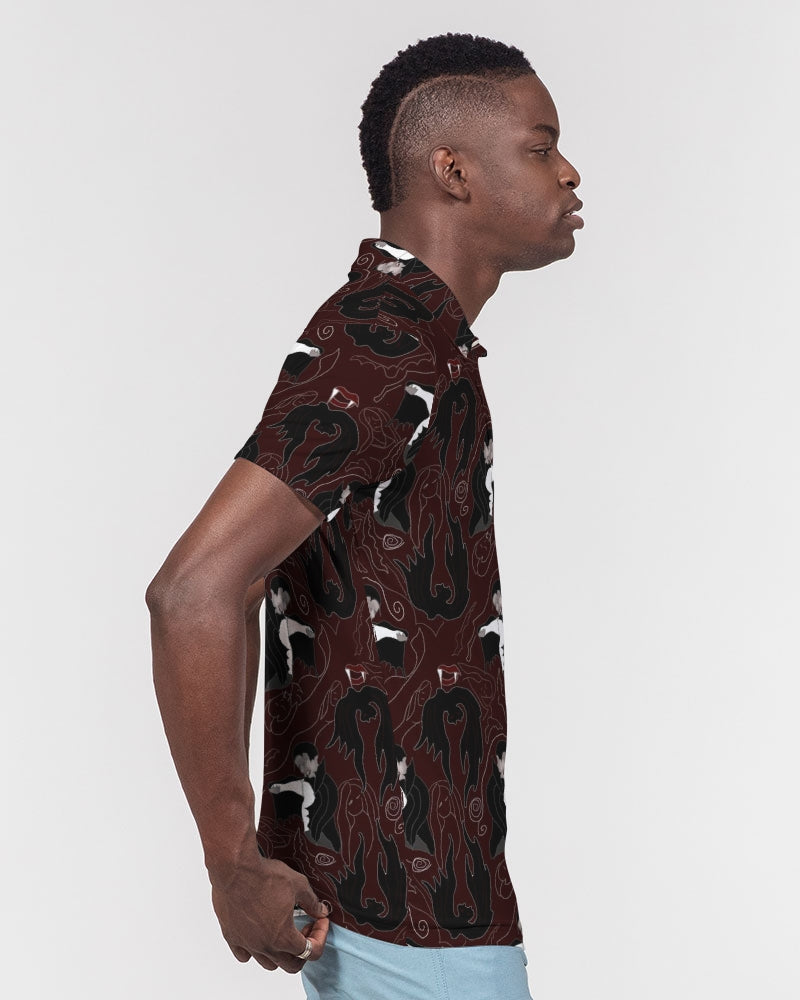 Vampire Pattern Men's Slim Fit Short Sleeve Polo
