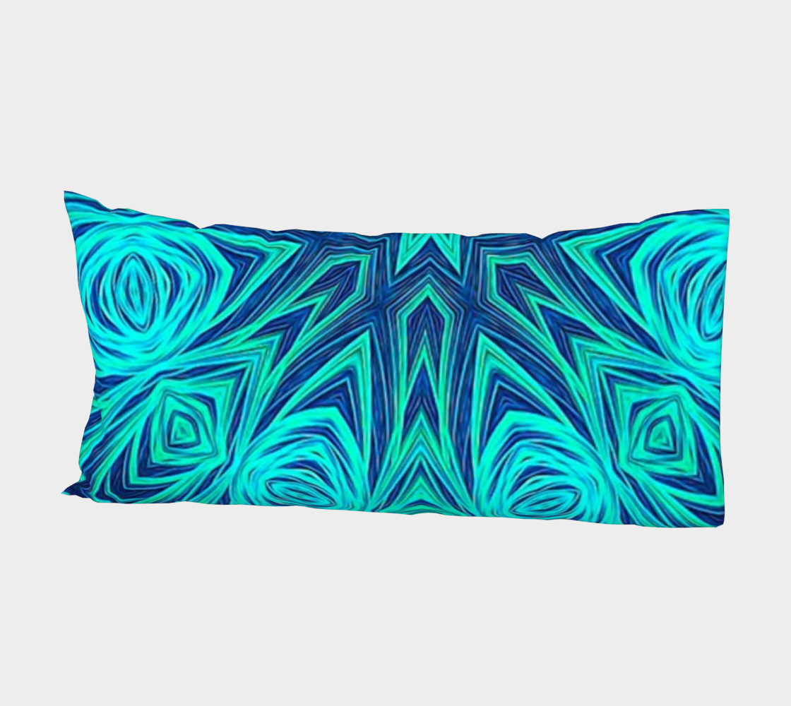 Blue Ice Fractal Kaleidoscope Bed Pillow Sleeve