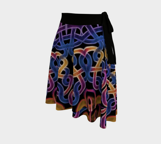 Gold Blue Pink Celtic Kaleidoscope Wrap Skirt