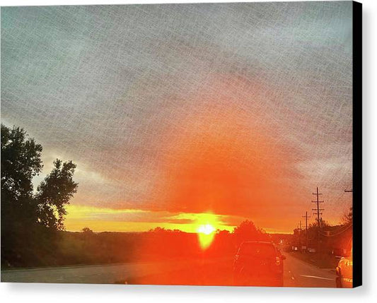 Driving Into a Mchenry Sunset - Canvas Print