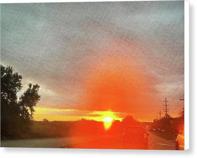 Driving Into a Mchenry Sunset - Canvas Print