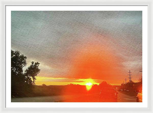 Driving Into a Mchenry Sunset - Framed Print