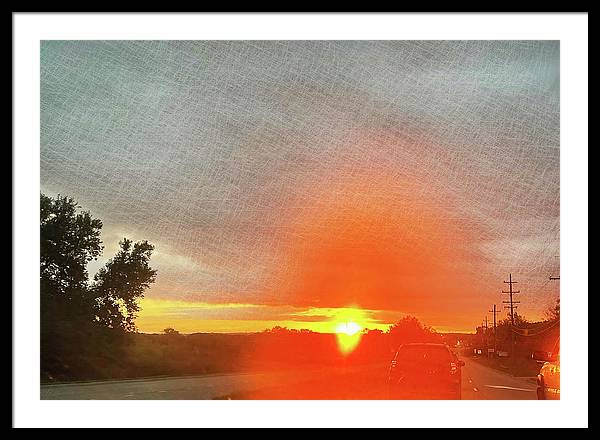 Driving Into a Mchenry Sunset - Framed Print
