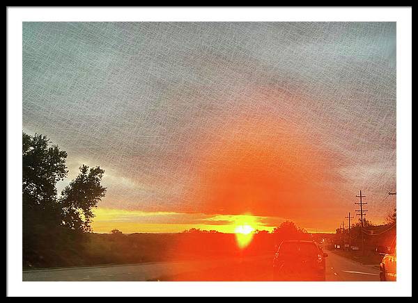 Driving Into a Mchenry Sunset - Framed Print