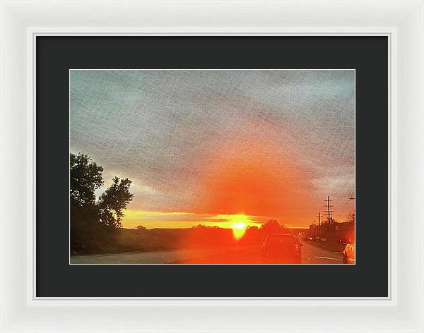 Driving Into a Mchenry Sunset - Framed Print
