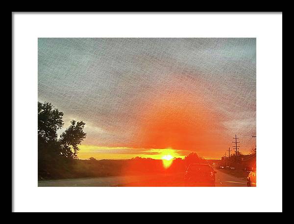 Driving Into a Mchenry Sunset - Framed Print