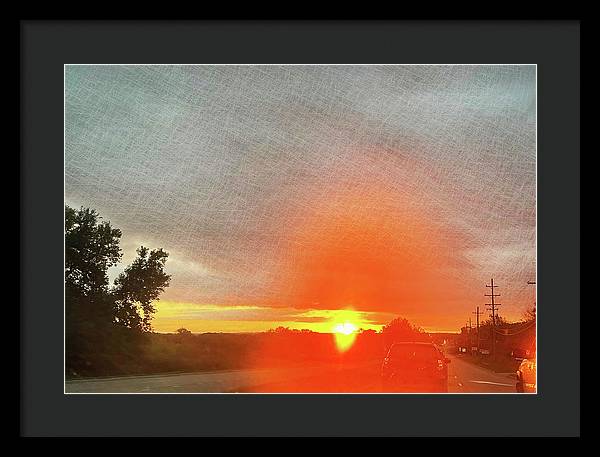 Driving Into a Mchenry Sunset - Framed Print