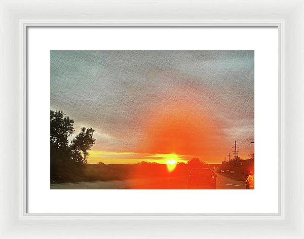Driving Into a Mchenry Sunset - Framed Print