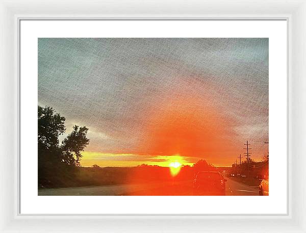Driving Into a Mchenry Sunset - Framed Print