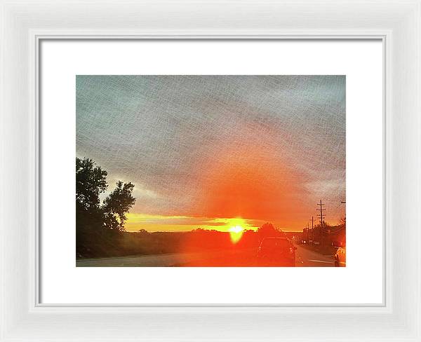 Driving Into a Mchenry Sunset - Framed Print