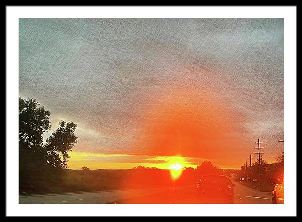 Driving Into a Mchenry Sunset - Framed Print