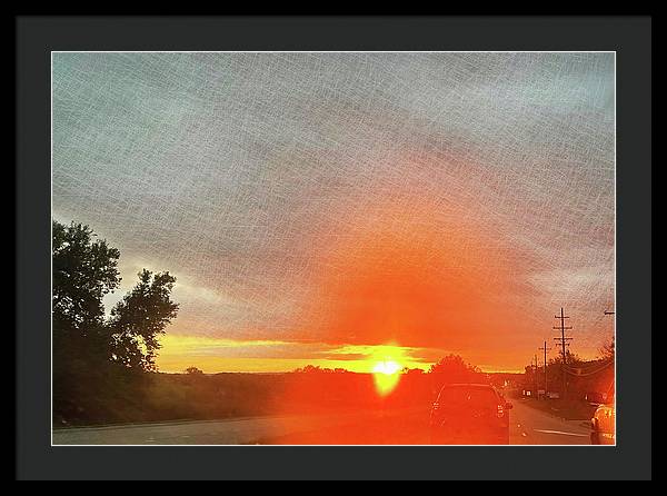 Driving Into a Mchenry Sunset - Framed Print