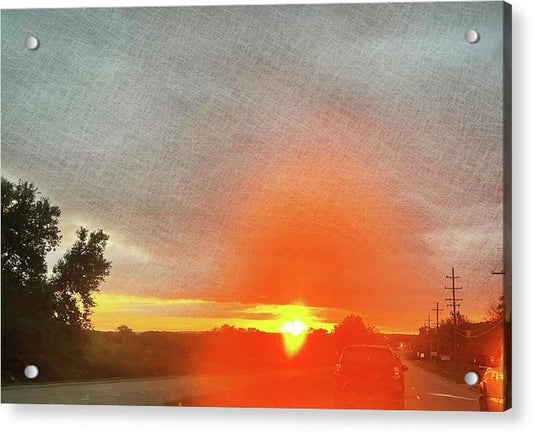 Driving Into a Mchenry Sunset - Acrylic Print