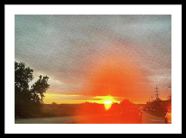 Driving Into a Mchenry Sunset - Framed Print