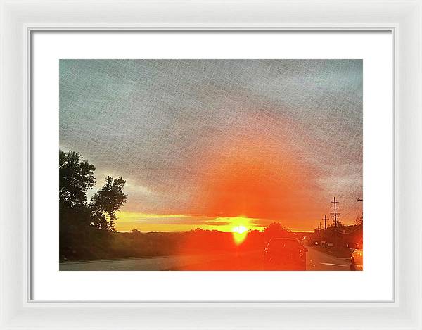Driving Into a Mchenry Sunset - Framed Print