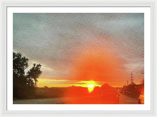Driving Into a Mchenry Sunset - Framed Print