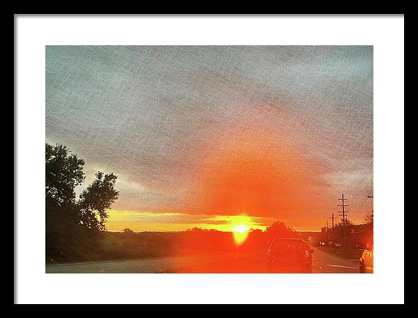 Driving Into a Mchenry Sunset - Framed Print