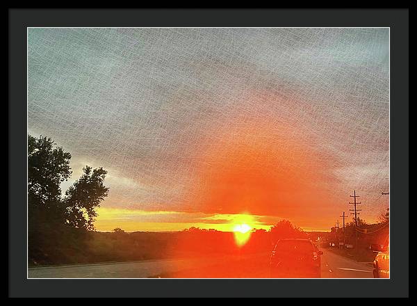 Driving Into a Mchenry Sunset - Framed Print