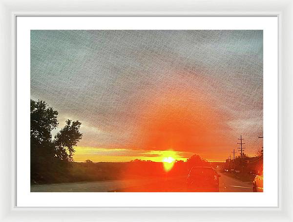 Driving Into a Mchenry Sunset - Framed Print