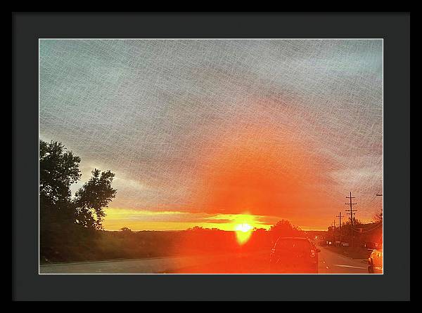 Driving Into a Mchenry Sunset - Framed Print
