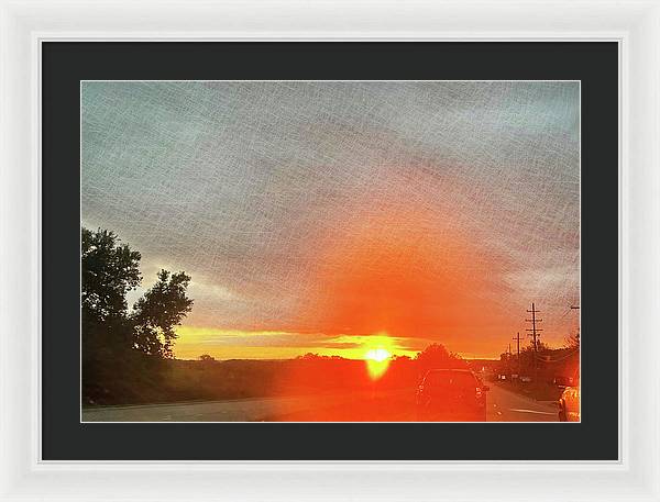 Driving Into a Mchenry Sunset - Framed Print