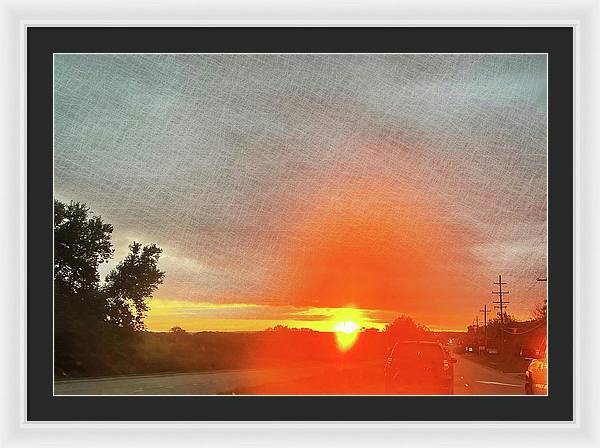 Driving Into a Mchenry Sunset - Framed Print