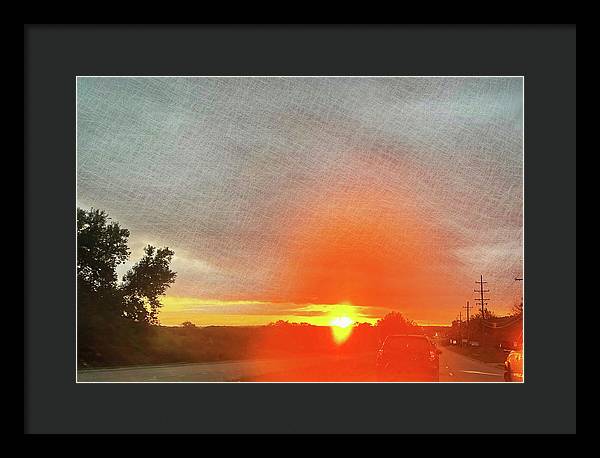 Driving Into a Mchenry Sunset - Framed Print