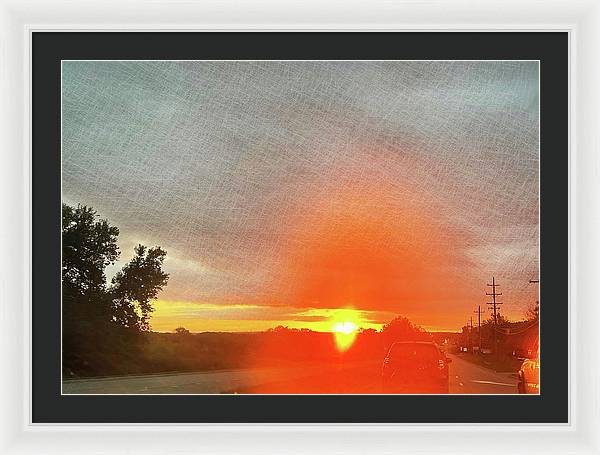 Driving Into a Mchenry Sunset - Framed Print