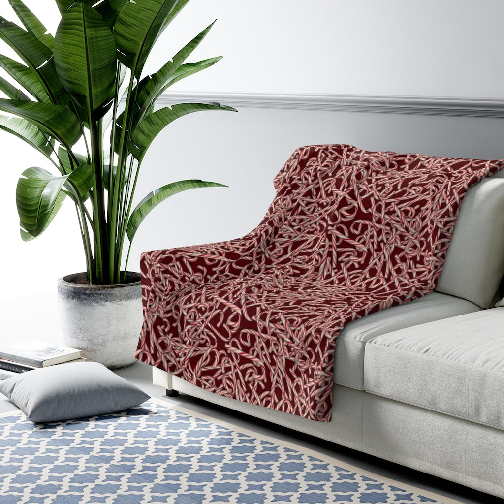 Candy Cane Pattern Sherpa Fleece Blanket