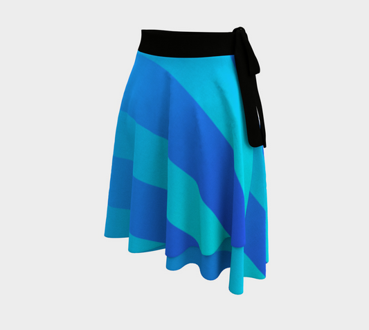 Soft Blue Blend Stripe Wrap Skirt