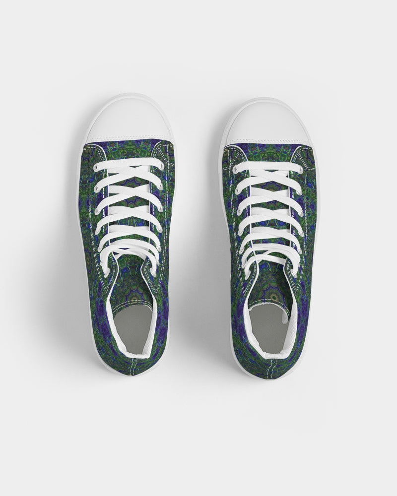 blue Green Ribbon Kaleidoscope Women's Hightop Canvas Shoe