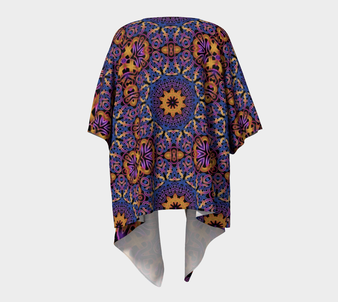 Blue Gold Celtic Kaleidoscope Draped Kimono