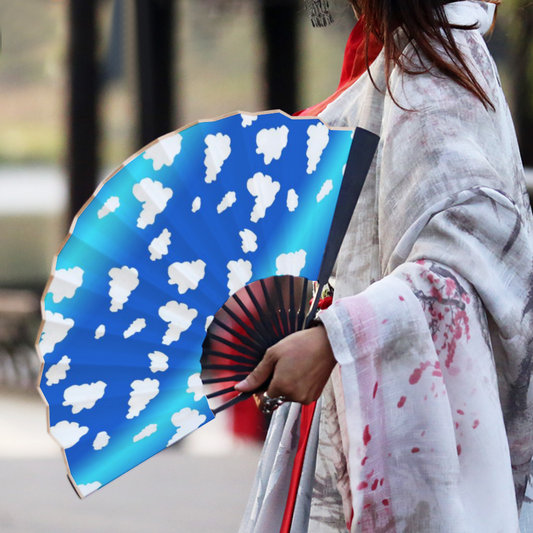 Clouds Pattern Double-side Custom Spun Silk Fan Retro Hand-held Folding Fan