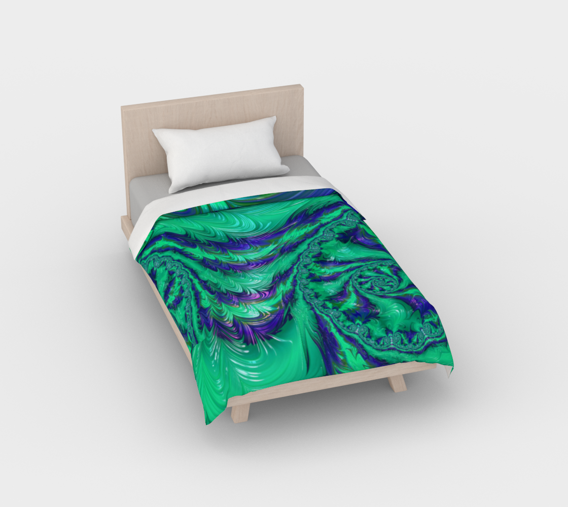 Blue Green Liquid Stripes Fractal Duvet Cover