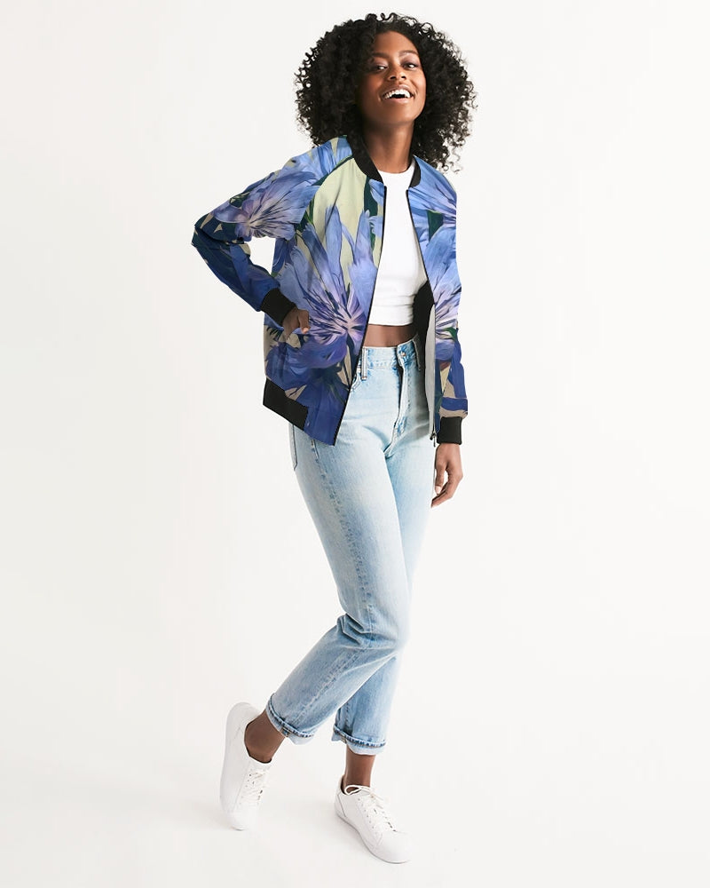 Blue Wildflowers Women's Bomber Jacket