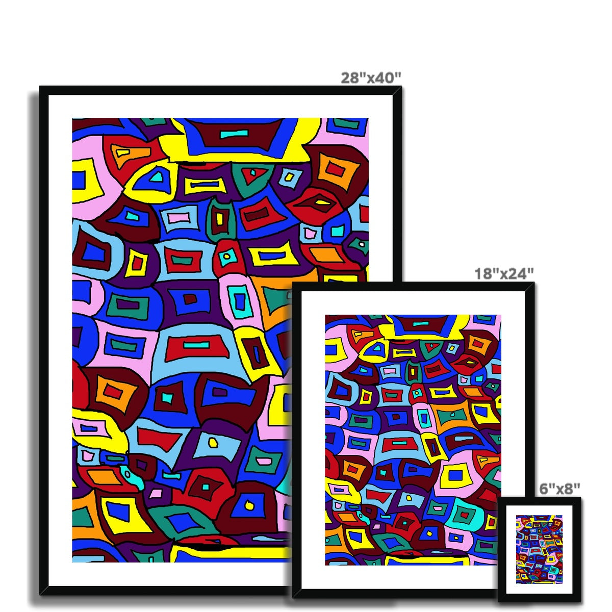Wavy Square Pattern Framed & Mounted Print