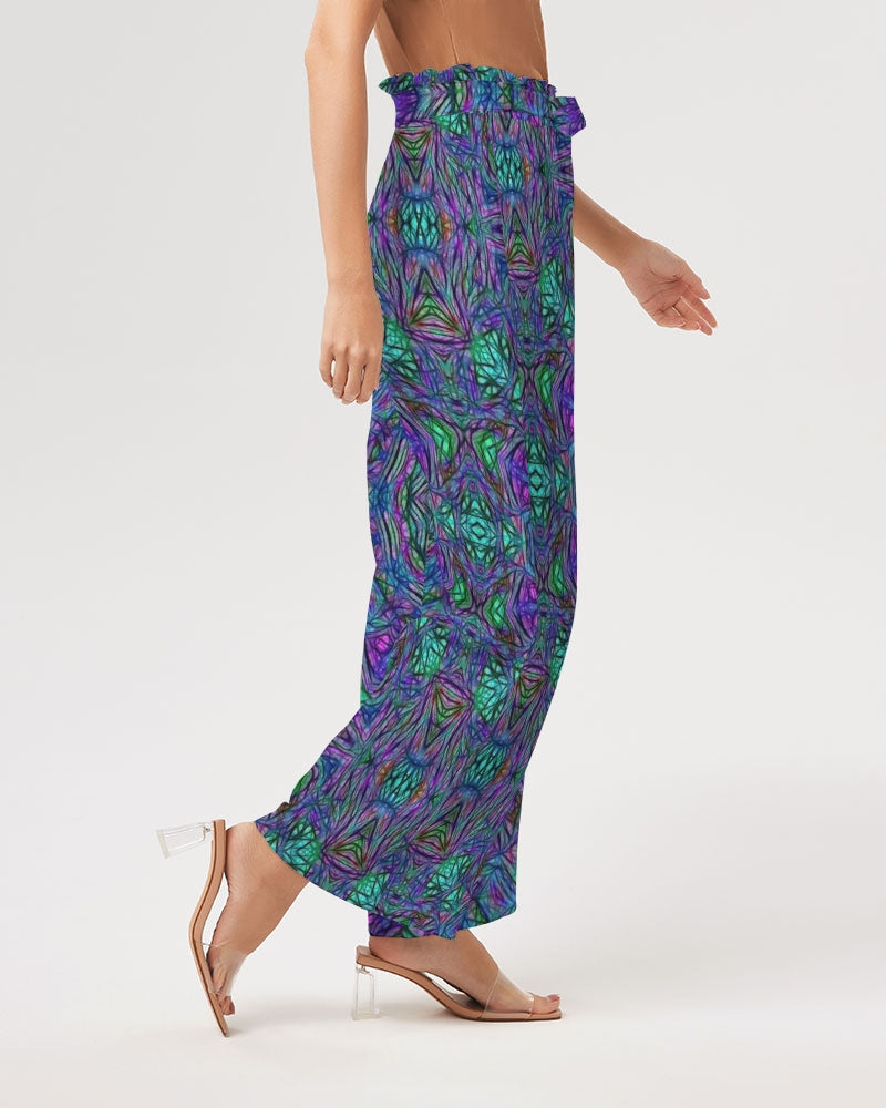 Blue Green Purple Kaleidoscope Women's High-Rise Wide Leg Pants