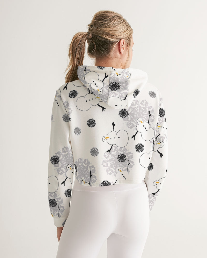 Snowman Pattern Women's Cropped Hoodie