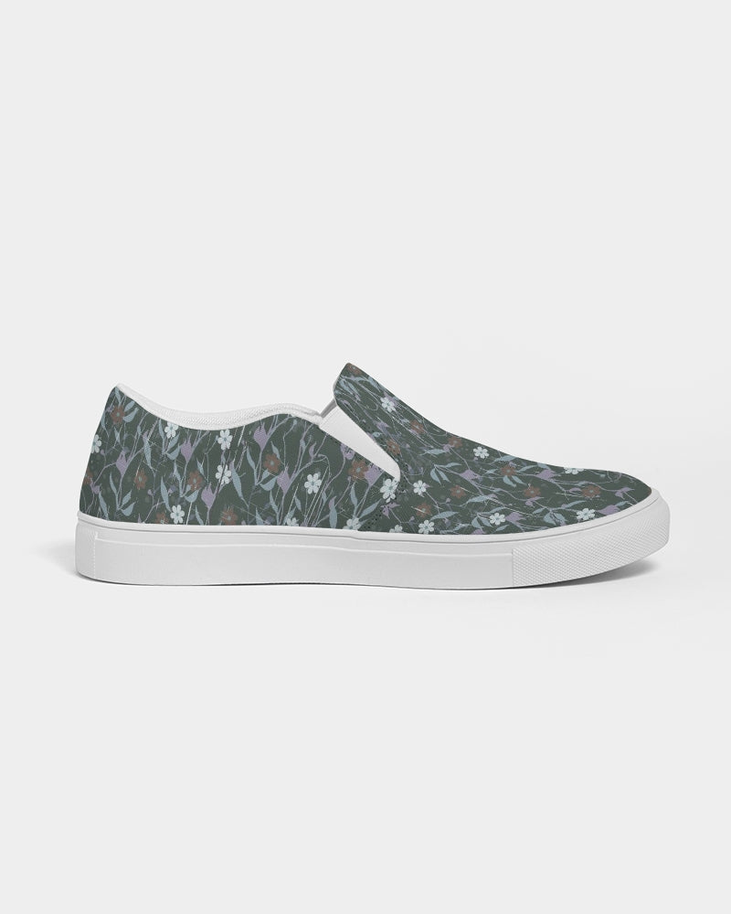 Violets On Gray Women's Slip-On Canvas Shoe